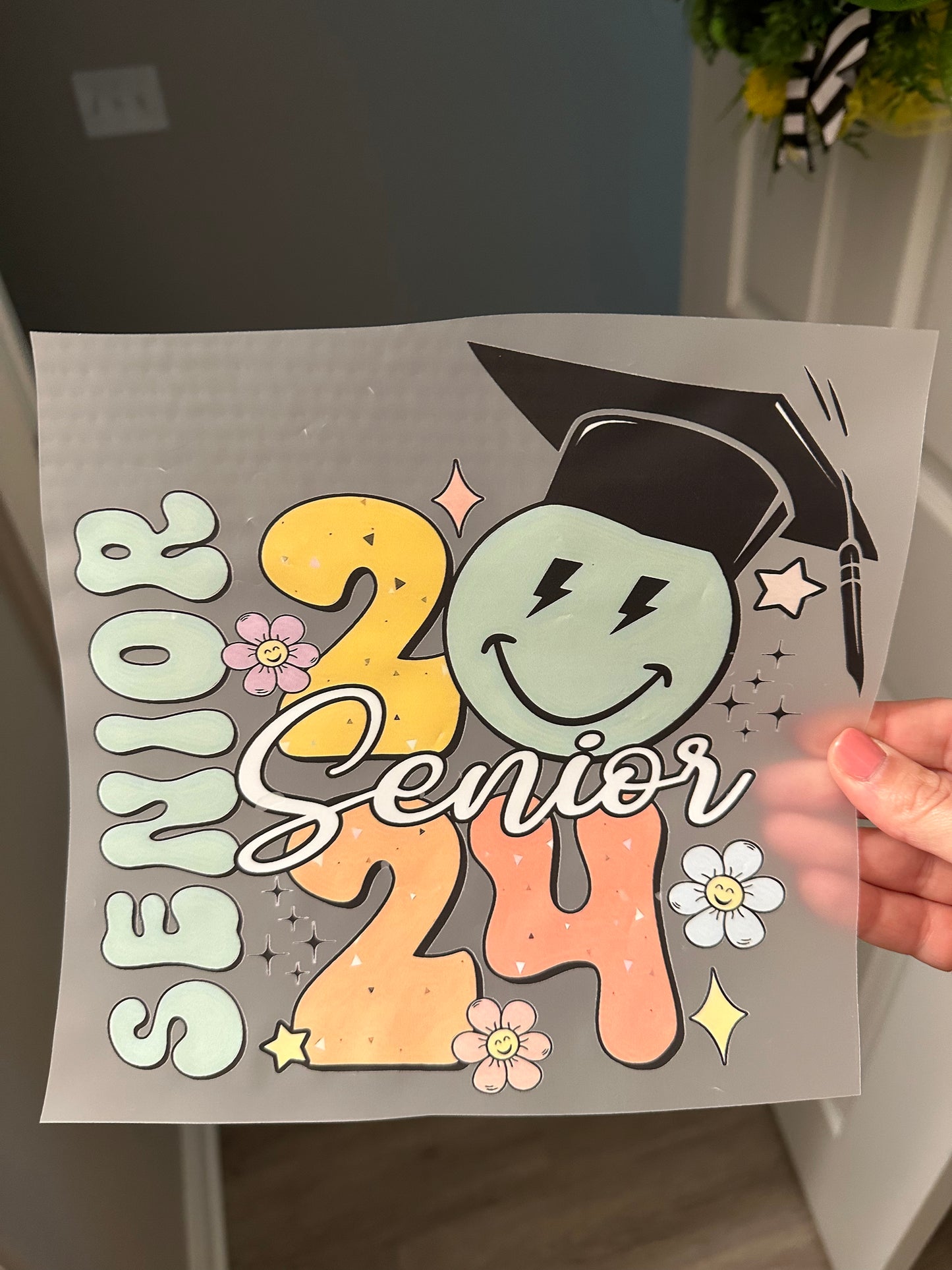 Senior 2024- Smiley Graduation Cap Tee