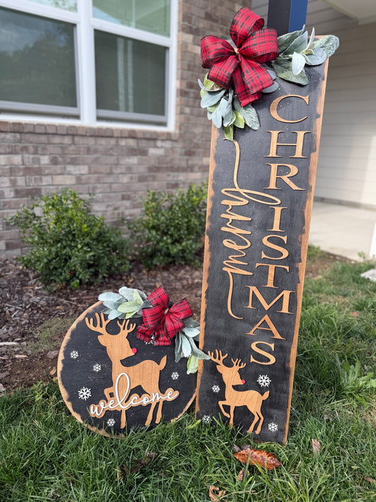 Reindeer Merry Christmas Porch Set