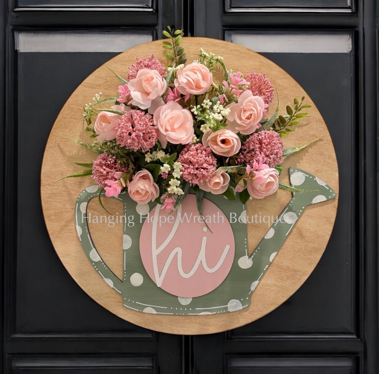 Floral Watering Can (Hi) - Door Hanger