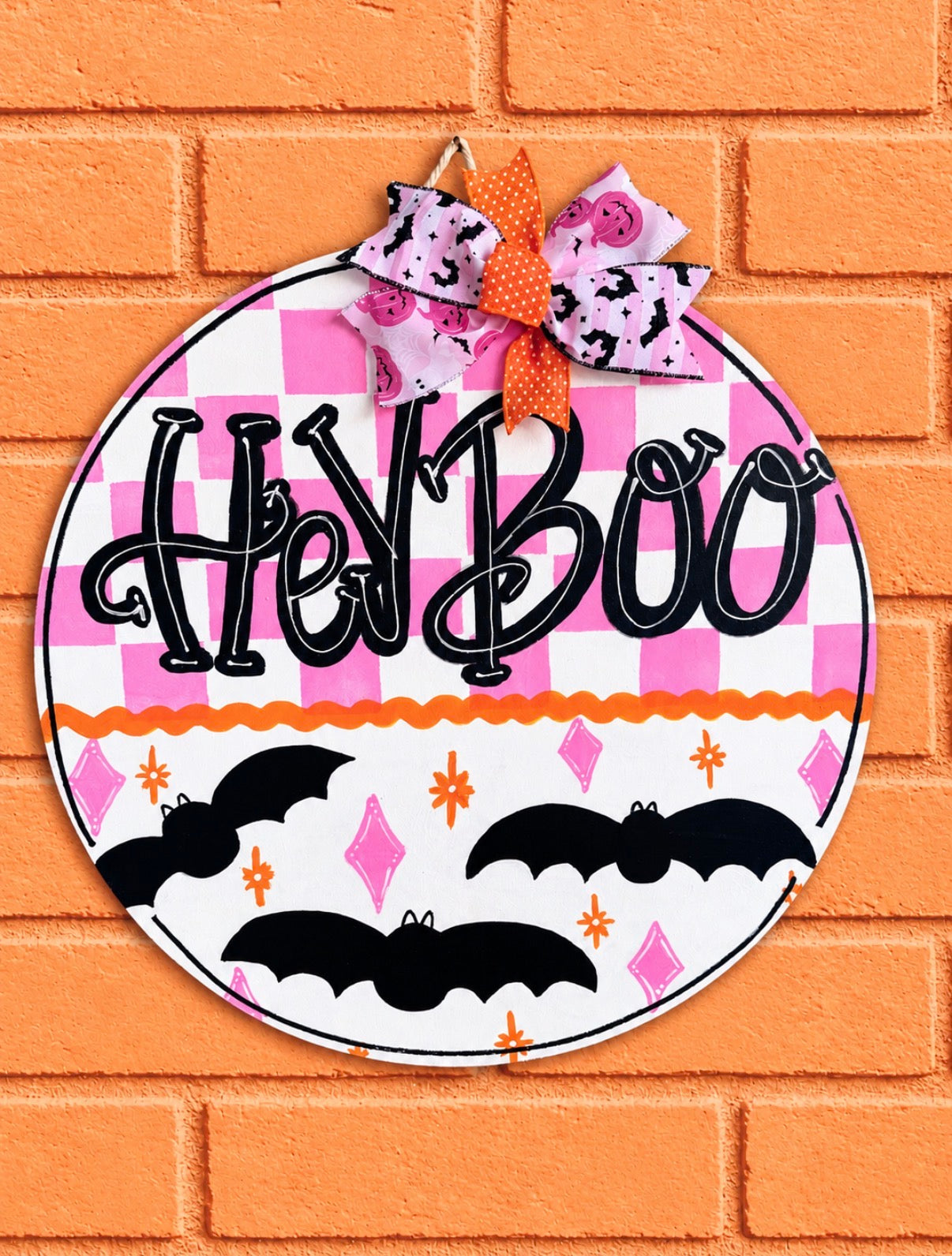 Hey Boo Pink Checkered Hanger