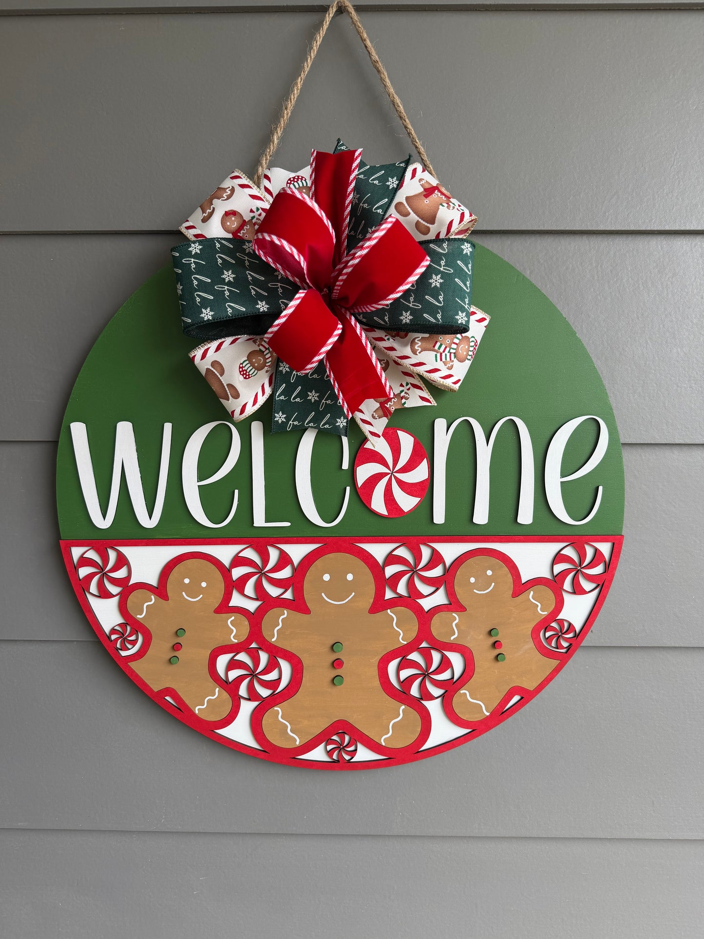 Gingerbread & Peppermint Welcome Hanger