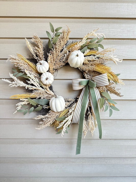 Natural Tone Pumpkin Wreath