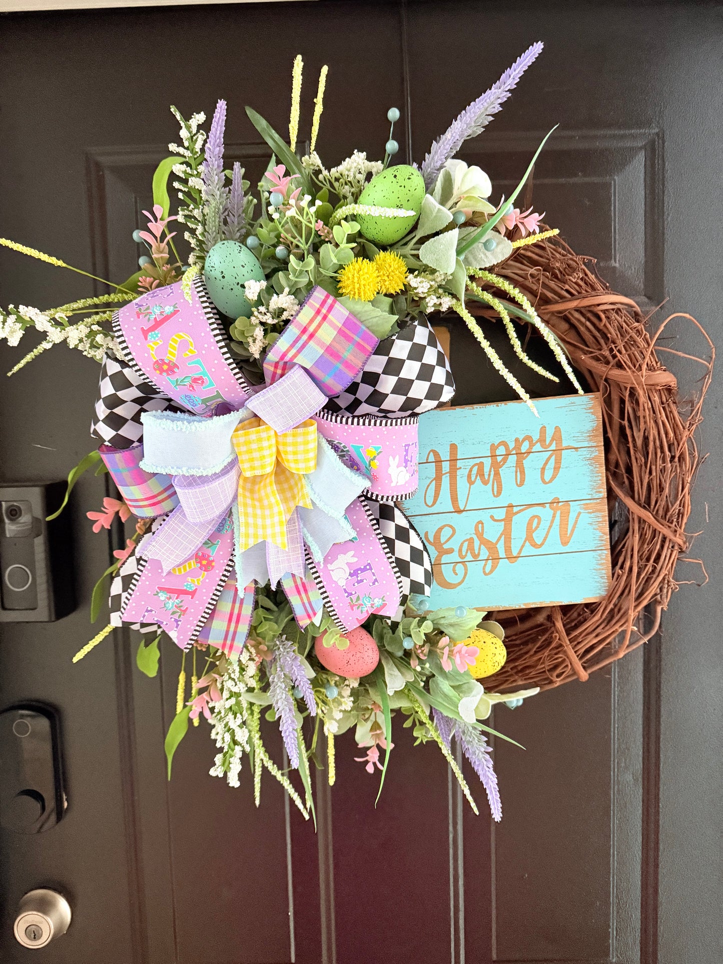 Happy Easter Grapevine Wreath - Blue