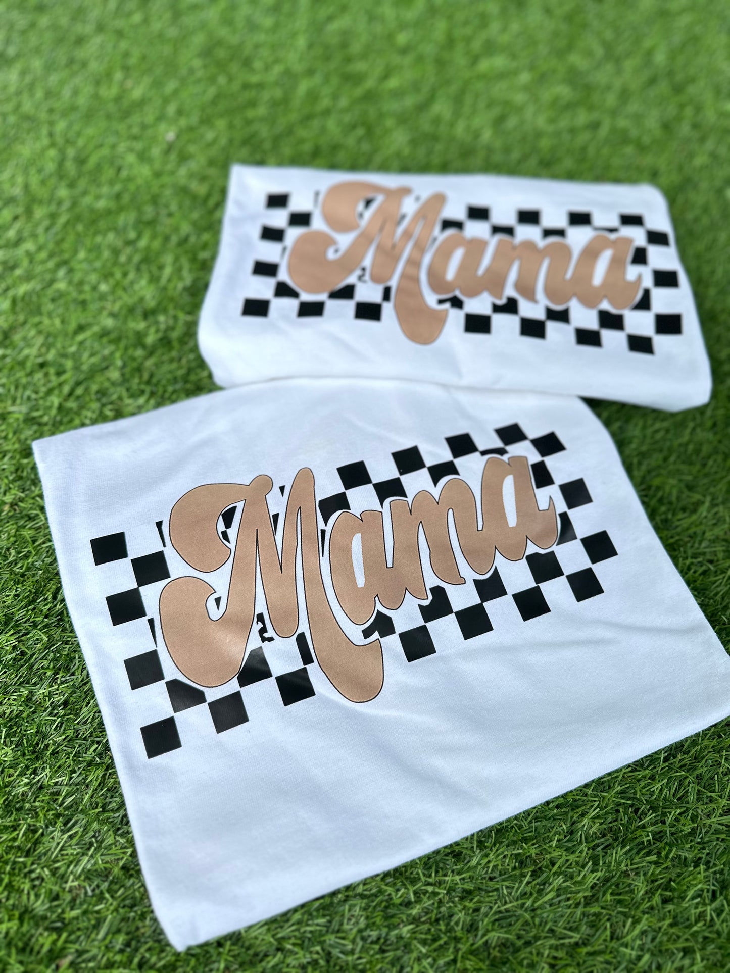 MAMA Checkered Tee - Tan