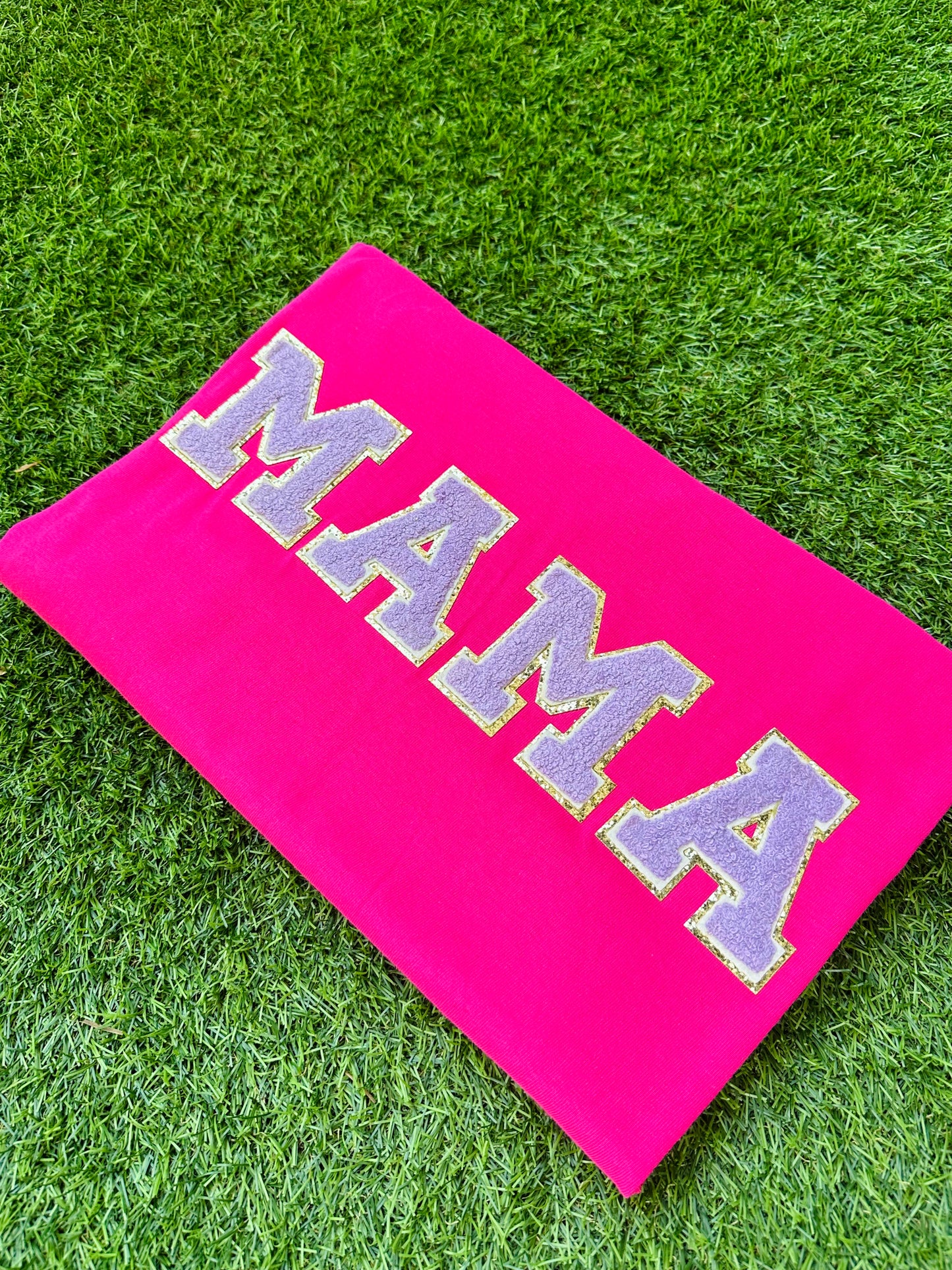 Chenille MAMA Patch Tees