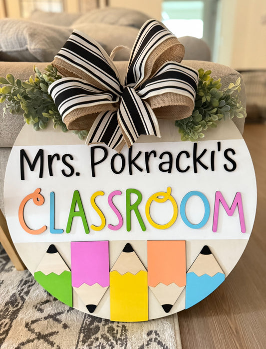 Teacher Colored Pencil Classroom Door Hanger
