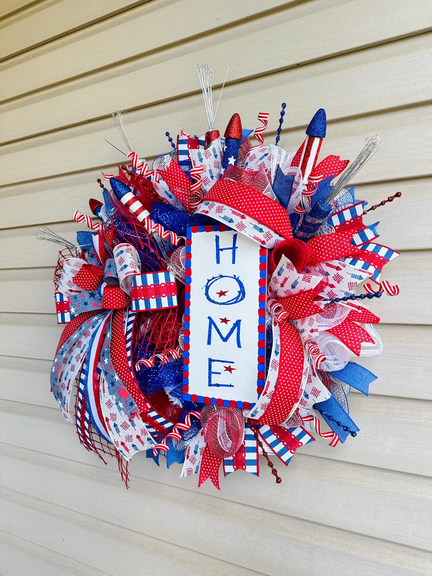 Patriotic Fireworks Wreath