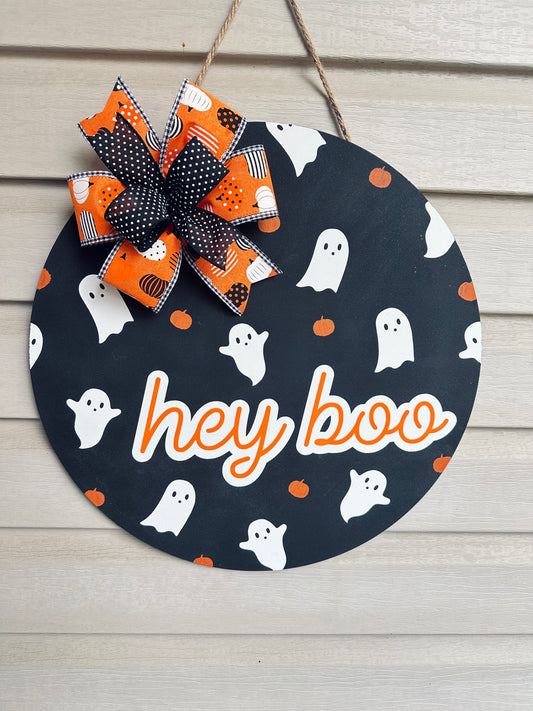 Hey Boo Door Hanger - Orange