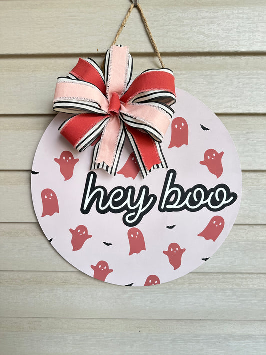 Hey Boo Door Hanger  - Pink