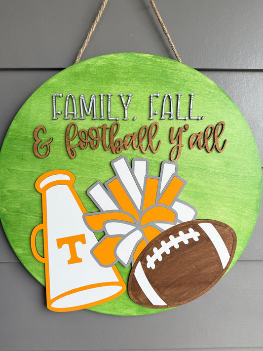 Tennessee Family, Fall and Football Door Hanger