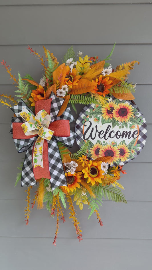 Fall Sunflower Welcome Wreath