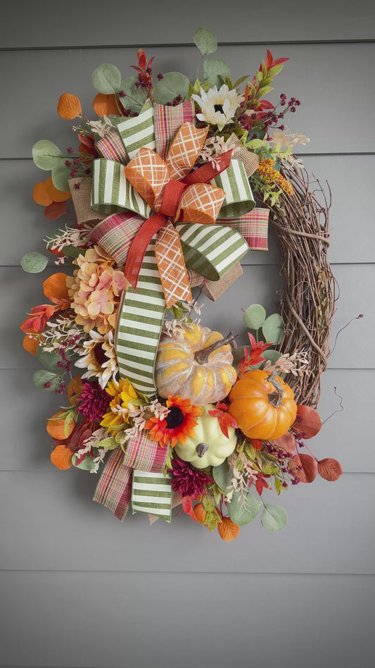 Fall Pumpkin Grapevine Wreath